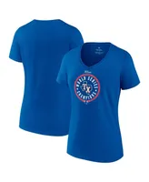 Women's Fanatics Royal Texas Rangers 2023 World Series Champions Stealing Home V-Neck T-shirt