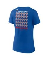 Women's Fanatics Royal Texas Rangers 2023 World Series Champions Jersey Roster V-Neck T-shirt