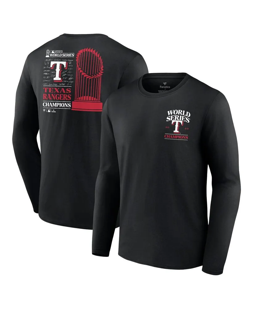 Men's Fanatics Black Texas Rangers 2023 World Series Champions Signature Roster Long-Sleeve T-shirt