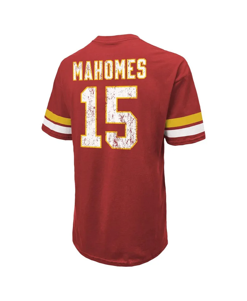 Men's Majestic Threads Patrick Mahomes Red Distressed Kansas City Chiefs Name and Number Oversize Fit T-shirt