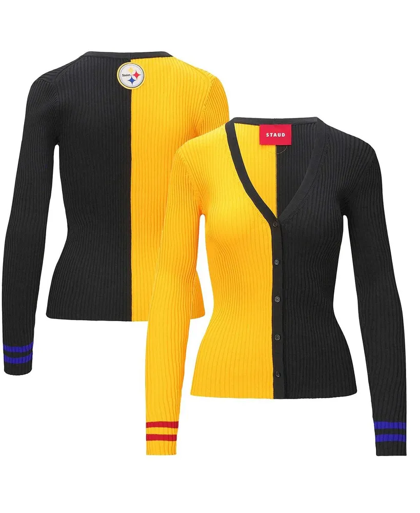 Women's Staud Gold, Black Pittsburgh Steelers Cargo Sweater