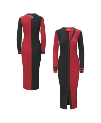 Women's Staud Black, Cardinal Arizona Cardinals Shoko Knit Button-Up Sweater Dress