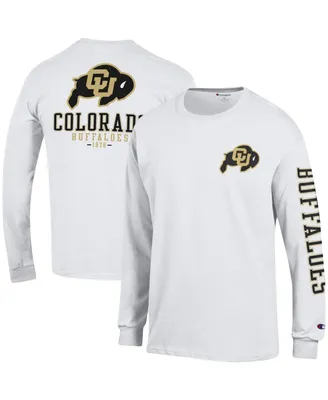 Men's Champion White Colorado Buffaloes Team Stack 3-Hit Long Sleeve T-shirt