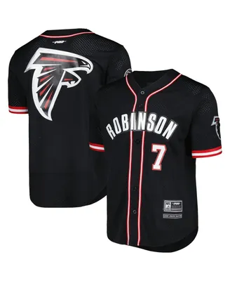 Men's Pro Standard Bijan Robinson Black Atlanta Falcons Mesh Baseball Button-Up T-shirt
