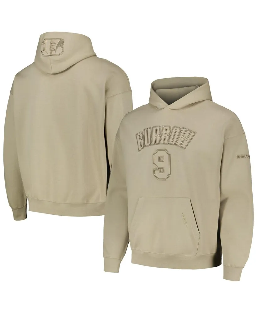 Men's Pro Standard Joe Burrow Tan Cincinnati Bengals Player Name and Number Pullover Hoodie