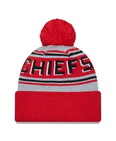 Men's New Era Red Kansas City Chiefs Main Cuffed Knit Hat with Pom