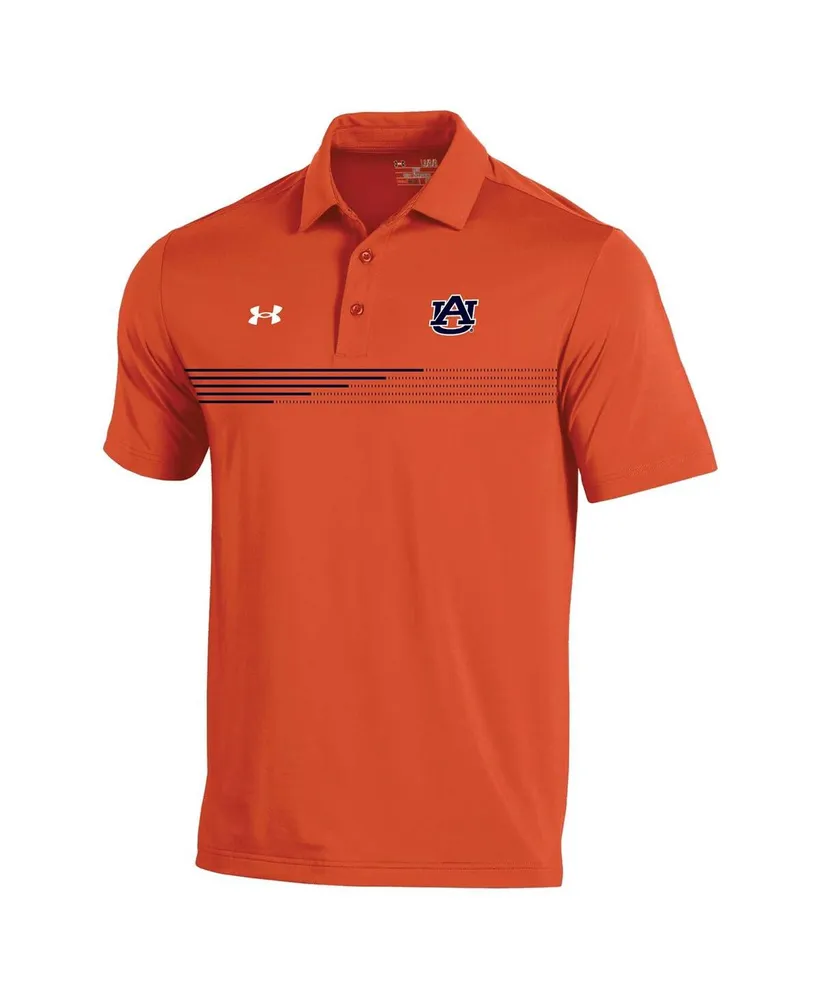 Men's Under Armour Orange Auburn Tigers Tee To Green Stripe Polo Shirt