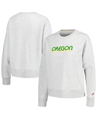 Women's League Collegiate Wear Ash Oregon Ducks Boxy Pullover Sweatshirt