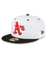 Men's New Era White, Black Oakland Athletics 1973 World Series Primary Eye 59FIFTY Fitted Hat