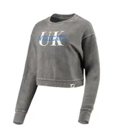 Women's League Collegiate Wear Graphite Kentucky Wildcats Classic Corded Timber Crop Pullover Sweatshirt