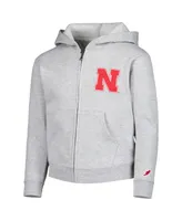 Big Boys League Collegiate Wear Heather Gray Nebraska Huskers Full-Zip Hoodie