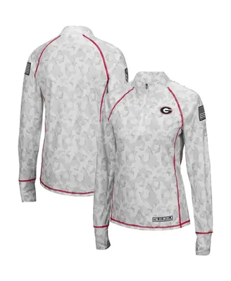 Women's Colosseum White Georgia Bulldogs Oht Military-Inspired Appreciation Officer Arctic Camo Fitted Lightweight 1/4-Zip Jacket