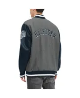 Men's Tommy Hilfiger Heather Gray, Navy Dallas Cowboys Gunner Full-Snap Varsity Jacket