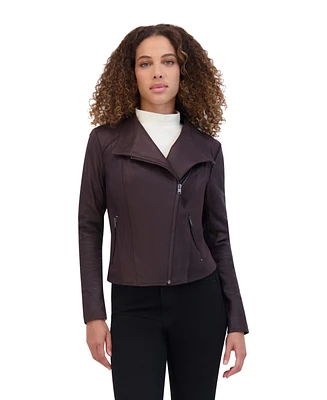 Women's Felix Asymmetrical Moto Jacket With Wing Collar