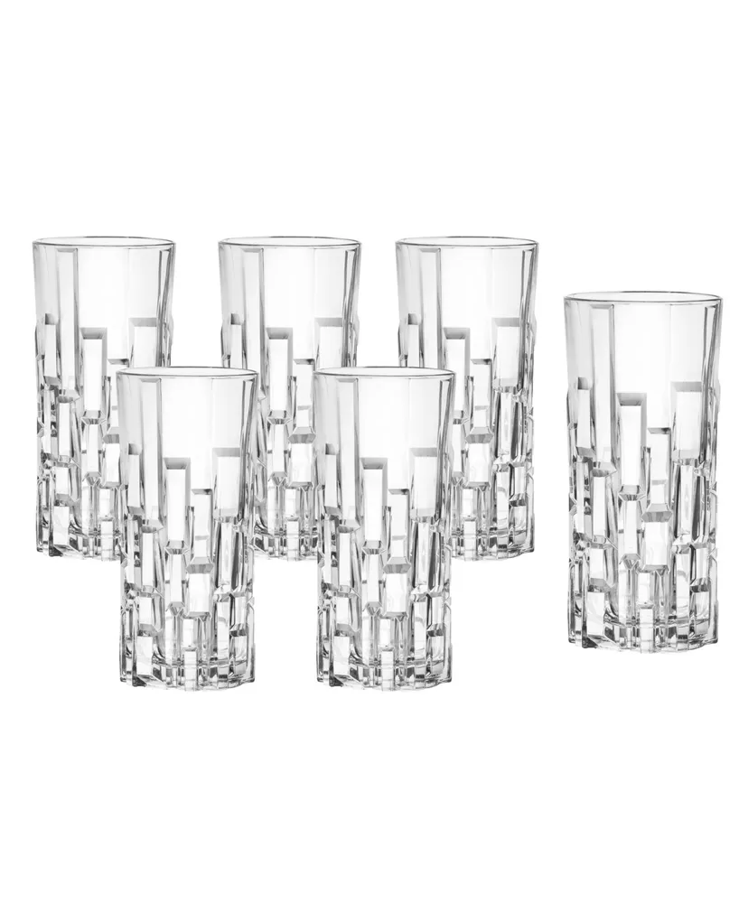 Lorren Home Trends Chic Set of 6 High Ball Tumblers by, Clear