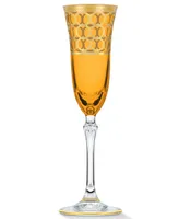 Lorren Home Trends Multicolor Champagne Flutes with Gold-Tone Rings, Set of 4