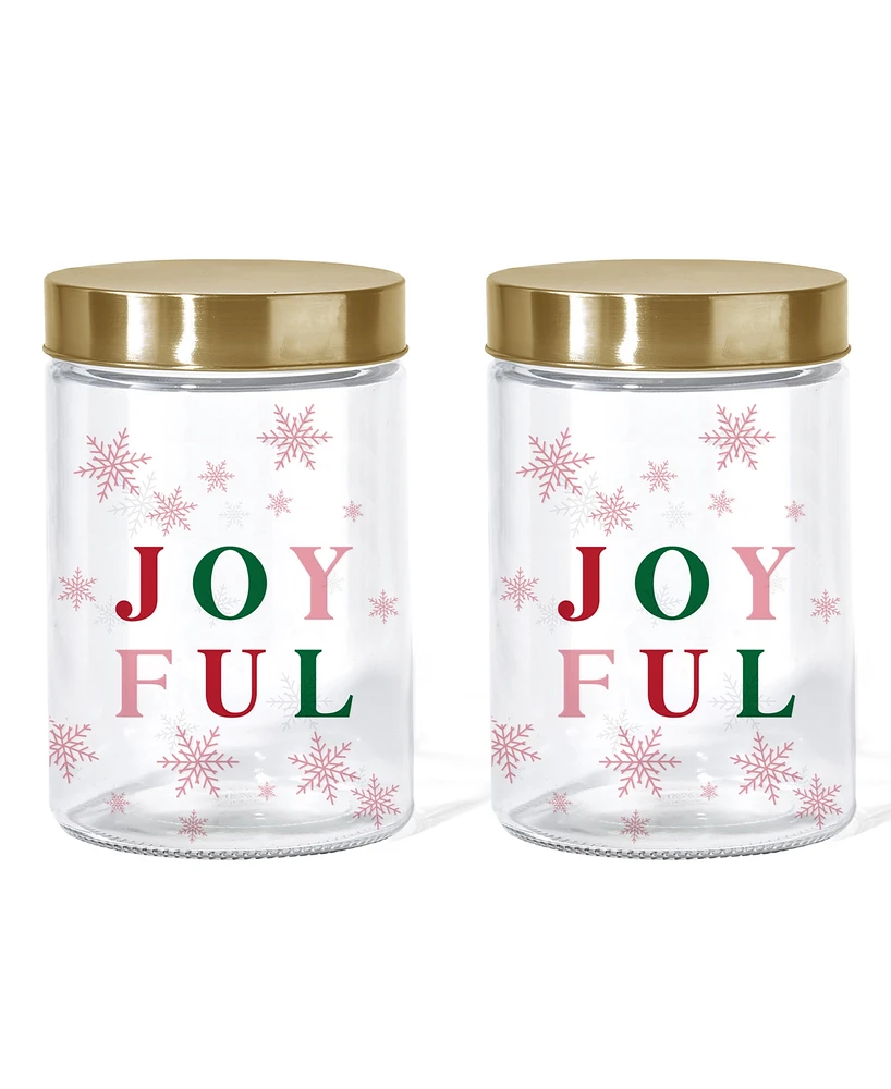 Style Setter Joyful Pink Snowflakes Glass Jar