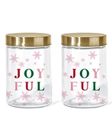 Style Setter Joyful Pink Snowflakes Glass Jar