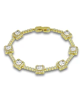 Macy's Cubic Zirconia Princess Cut Stones Halo Link Bracelet