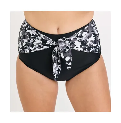 Calypsa Women's High Waisted Bikini Bottom With Front Tie