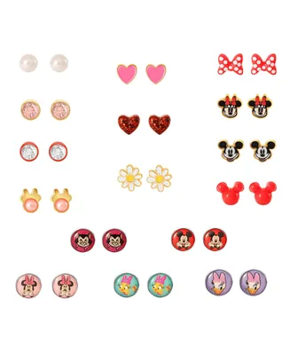 Disney Mickey, Minnie Mouse & Friends Stud Earrings Pack of 16 Pairs - Officially Licensed Disney Earrings for Daily Wear