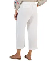 Charter Club Women's 100% Linen Pull-On Cropped Pants, Created for Macy's