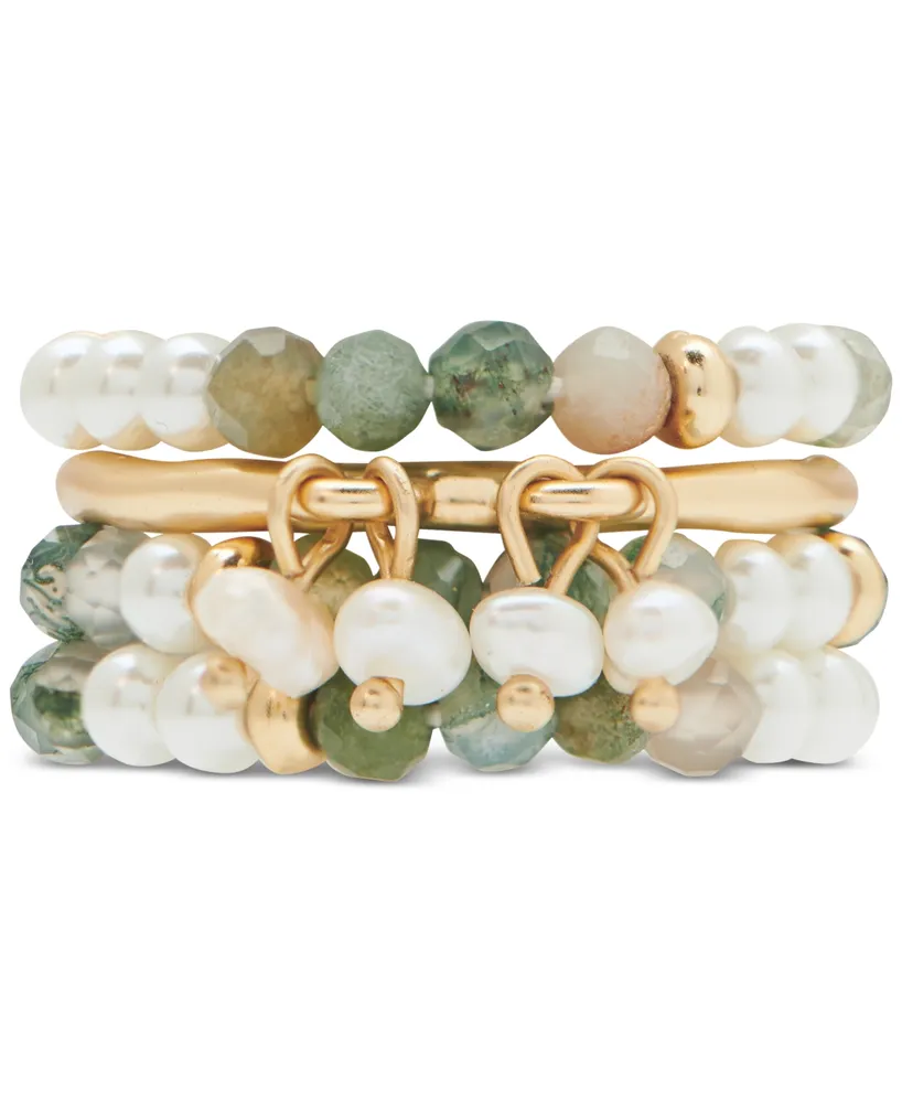 Lucky Brand Gold-Tone Pavé Wrapped Stone Cuff Bracelet - Macy's