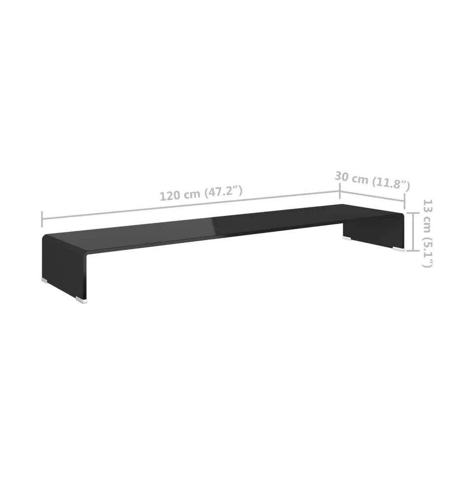 vidaXL Tv Stand/Monitor Riser Glass Black 47.2"x11.8"x5.1"