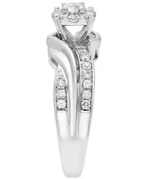 Diamond Halo Twist Engagement Ring (1/2 ct. t.w.) in 14k White Gold