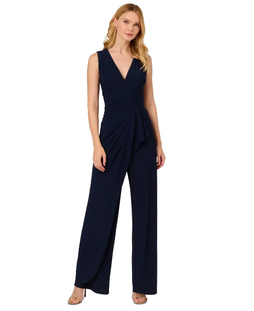 Adrianna Papell Women's Pintucked Wide-Leg Jumpsuit