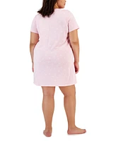 Charter Club Plus Cotton Ditsy Floral Henley Sleepshirt, Created for Macy's