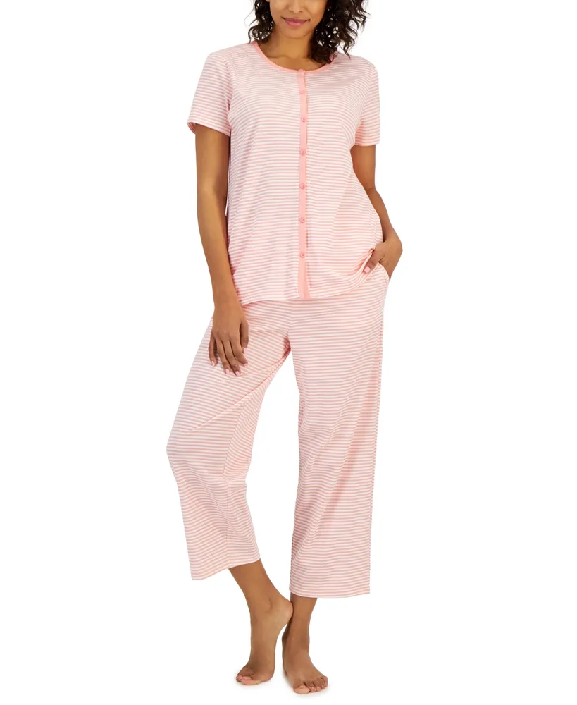 Charter Club Plus Size 2-Pc. Cotton Floral Cropped Pajamas Set, Created for  Macy's - Ditsy Floral