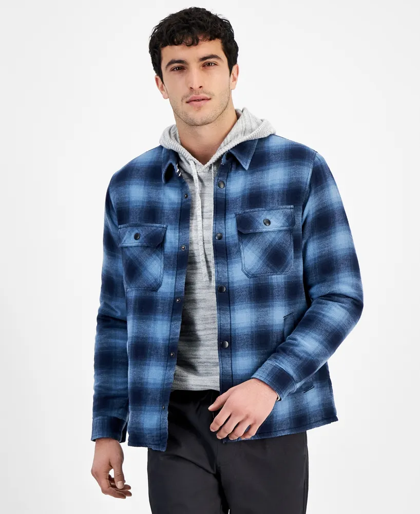 Sun + Stone Men's Evans Plaid Shirt Jacket, Created for Macy's