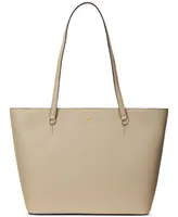 Lauren Ralph Crosshatch Leather Medium Karly Shopper Tote