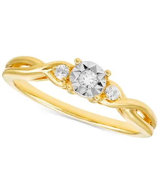 Diamond Twist Ring (1/10 ct. t.w.) in 10k Two-Tone Gold