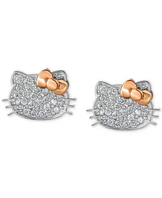 Hello Kitty Diamond Pave Stud Earrings (1/4 ct. t.w.) in 10k White & Rose Gold