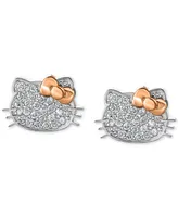 Hello Kitty Diamond Pave Stud Earrings (1/4 ct. t.w.) in 10k White & Rose Gold