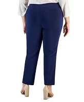 Jm Collection Plus & Petite Tummy Control Pull-On Slim-Leg Pants