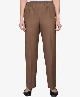 Alfred Dunner Petite Classic Textured Mid Rise Pull-On Pants