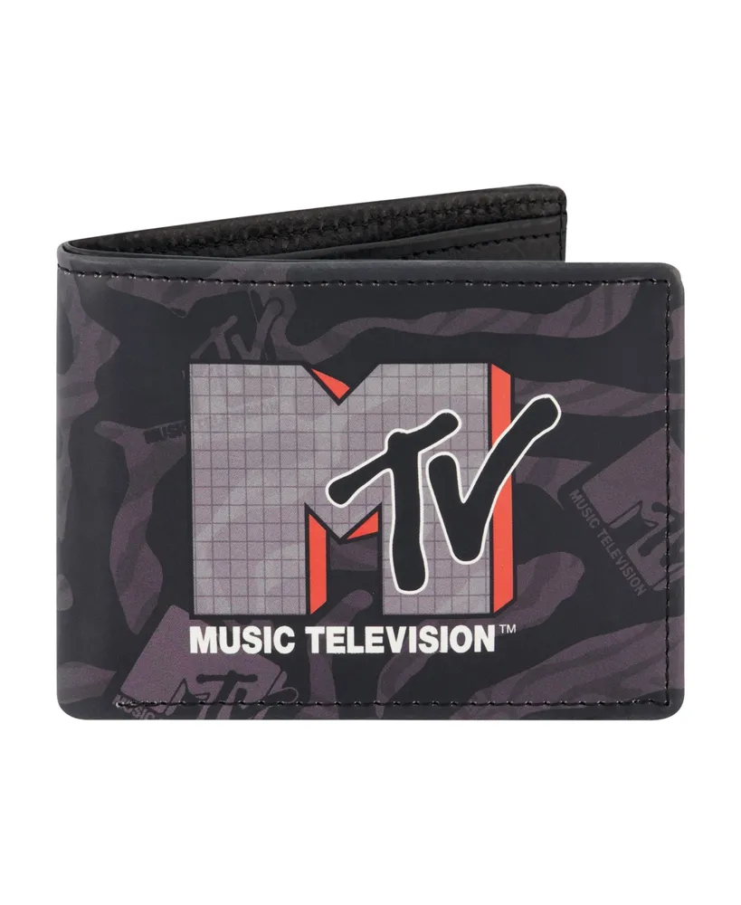 Mtv Men's Logo Bifold Wallet, Slim Wallet with Decorative Tin for Men and Women