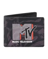 Mtv Men's Logo Bifold Wallet, Slim Wallet with Decorative Tin for Men and Women