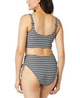 Coco Reef Womens Elevate Bra Sized Shirred Bikini Top Ruched Diamond Print Bottom