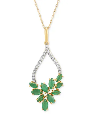 Emerald (1-1/3 ct. t.w.) & Diamond (1/10 ct. t.w.) Vine 18" Pendant Necklace in 14k Gold