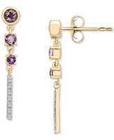 Amethyst (3/8 ct. t.w.) & Diamond (1/20 ct. t.w.) Drop Earrings in 14k Gold-Plated Sterling Silver