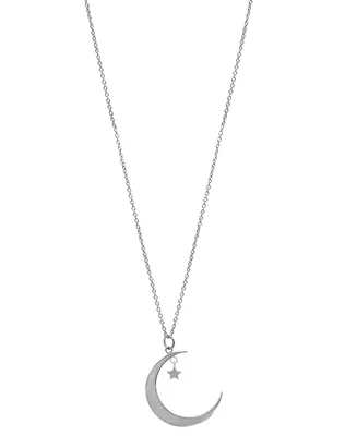 Adornia Silver-Tone Hanging Moon & Star Pendant Necklace, 16" + 2" extender