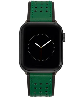 Vince Camuto Men's Green and Black Premium Leather Band with Perforated Pattern For 42mm, 44mm, 45mm, Ultra, Ultra2 Apple Watch