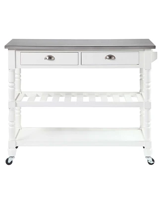 Convenience Concepts French Country 45" Medium Density Fiberboard (Mdf) 3 Tier Stainless Steel Kitchen Cart