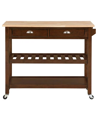 Convenience Concepts American Heritage 45" Wood 3 Tier Butcher Block Kitchen Cart