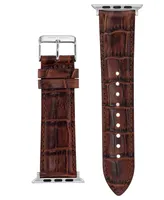 Vince Camuto Men's Brown Croc Grain Premium Leather Band Compatible with 42mm, 44mm, 45mm, Ultra, Ultra2 Apple Watch