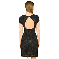 Women's Lara Brooklyn Beaded Fitted Short Dress with Open Back